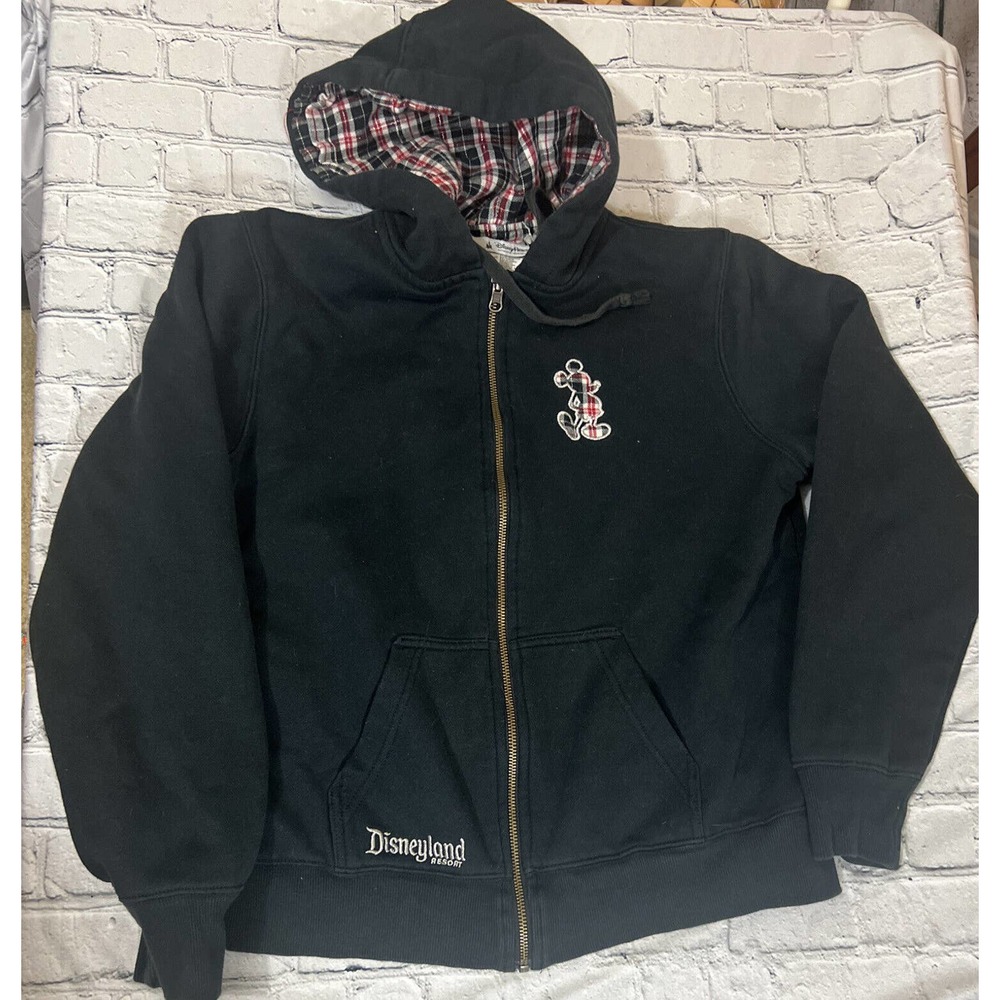 Disneyland Resort Reversible Black / Plaid Hooded Jacket Vintage Women’s Large